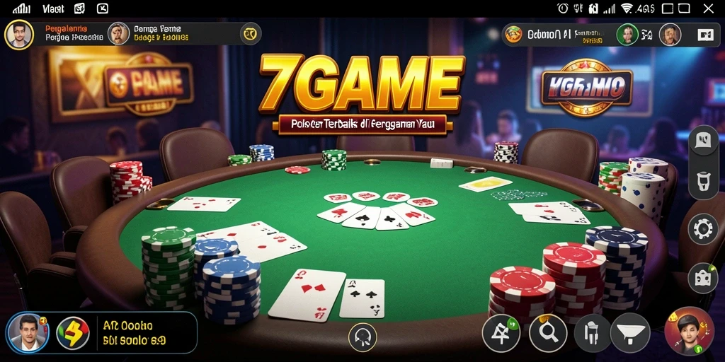 Screenshot utama 7GAME menampilkan aksi seru permainan Poker.