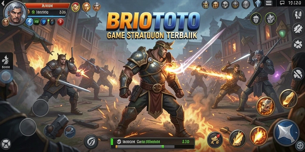 Tangkapan layar main dari BRIOTOTO yang menunjukkan pertempuran strategis.