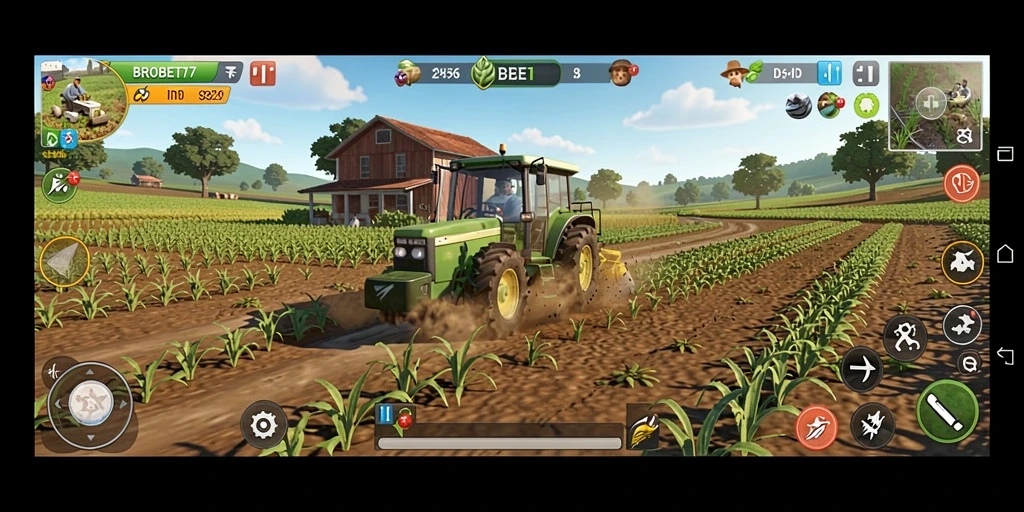 Tampilan gameplay BROBET77 dengan latar pertanian yang menawan.