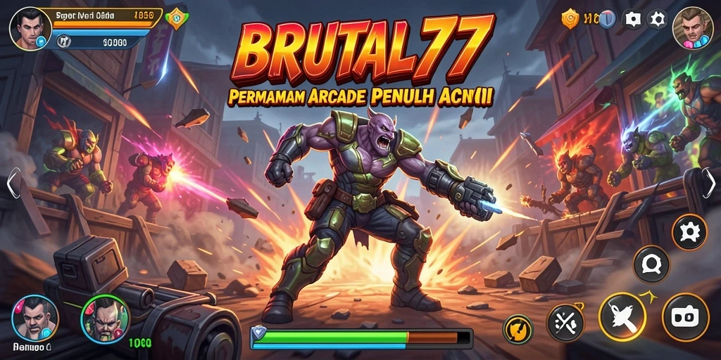 Tangkapan layar menampilkan aksi seru dalam gameplay BRUTAL77.