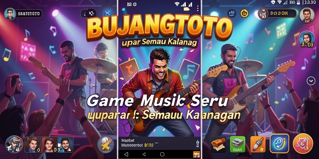Tampilan gameplay seru BUJANGTOTO dengan berbagai lagu menarik.