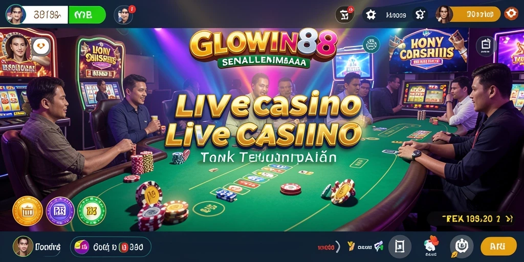 Tampilan utama GLOWIN88 menampilkan dealer Live Casino yang profesional dan permainan seru.