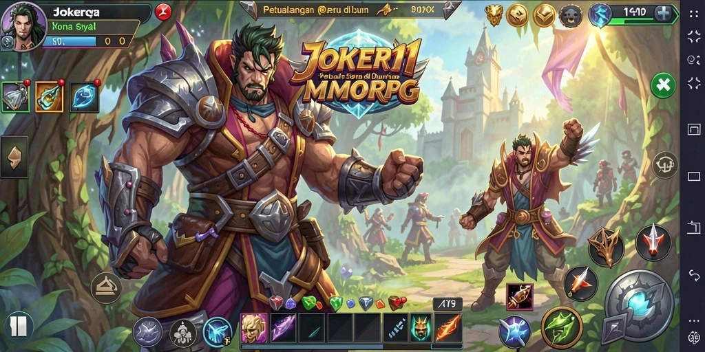 Screenshot gameplay <strong>JOKER11</strong> yang menunjukkan aksi pertarungan seru di dunia fantasi.