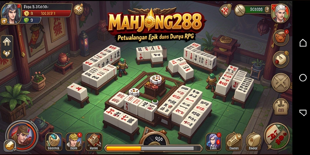 Tampilan seru gameplay MAHJONG288 yang penuh petualangan RPG.