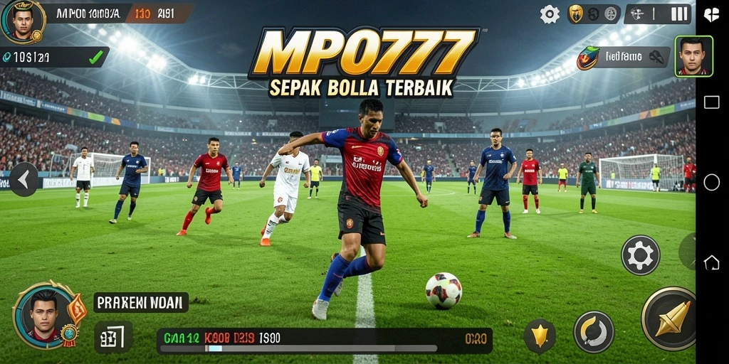 Screenshot MPO777 menampilkan aksi sepak bola yang mendebarkan.