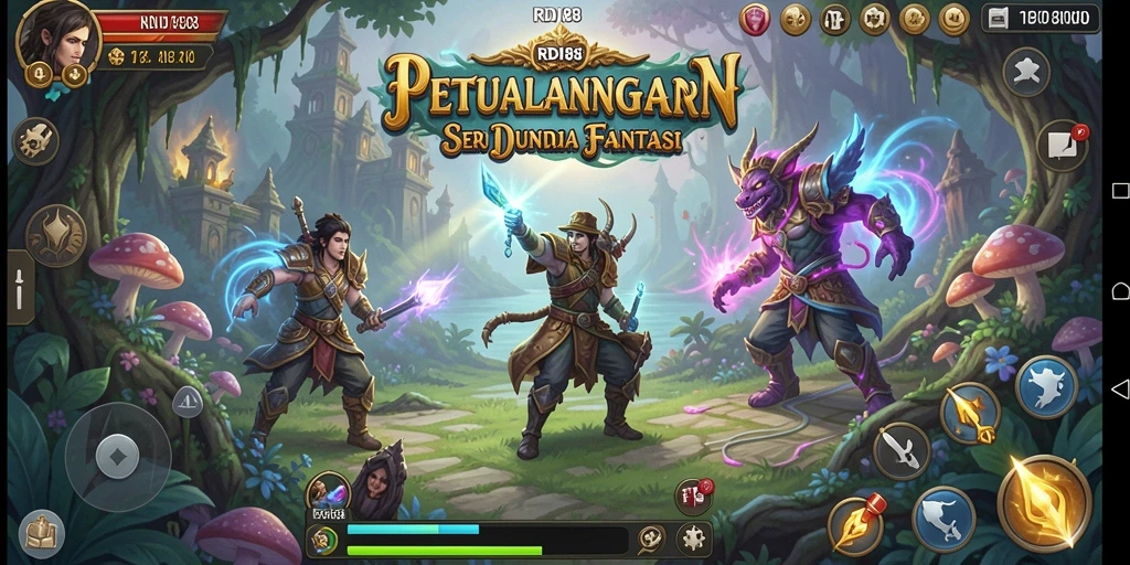Screenshot gameplay RDI88 menampilkan aksi seru dalam pertempuran RPG.