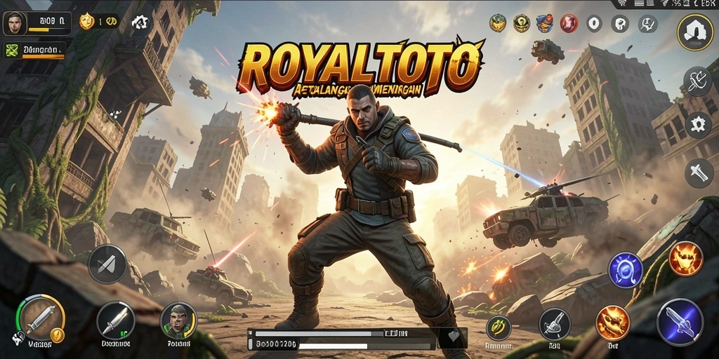 Tangkapan layar utama ROYALTOTO menampilkan aksi pertarungan yang intens.