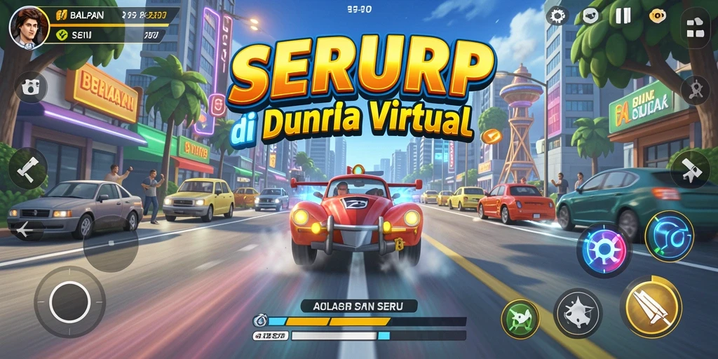 Tampilan gameplay seru dalam balapan cepat di SERURP.