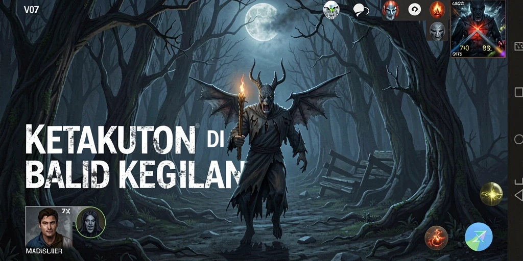 Tampilan gameplay seram dalam V07 dengan efek suara yang mencekam.