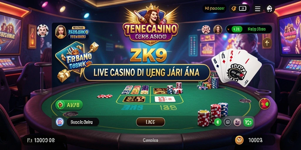 Gameplay ZK9 menampilkan dealer langsung yang profesional dalam aksi.