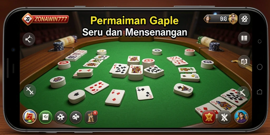 Tampilan gameplay ZONAWIN777 yang menarik saat bermain Gaple.